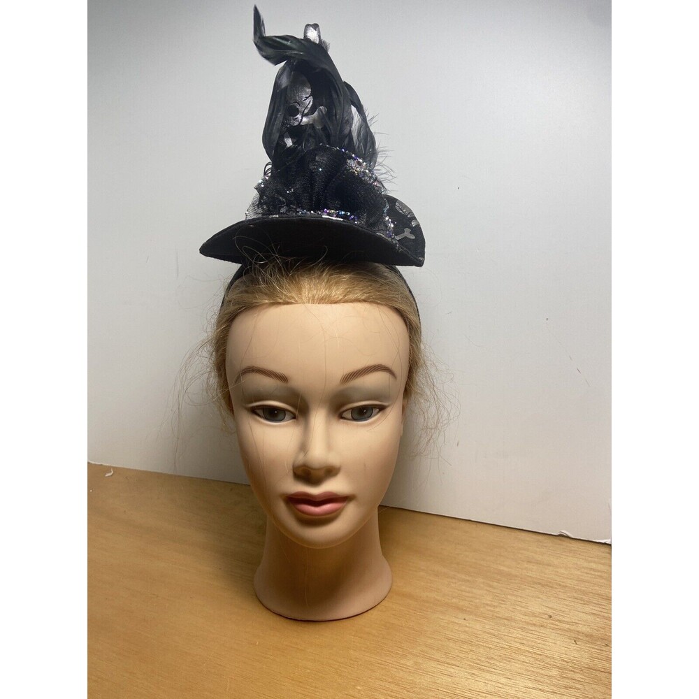 Midwest Halloween Party Witch Hat Headband Costume Skulls Black Silver One Size. - Picture 5 of 8
